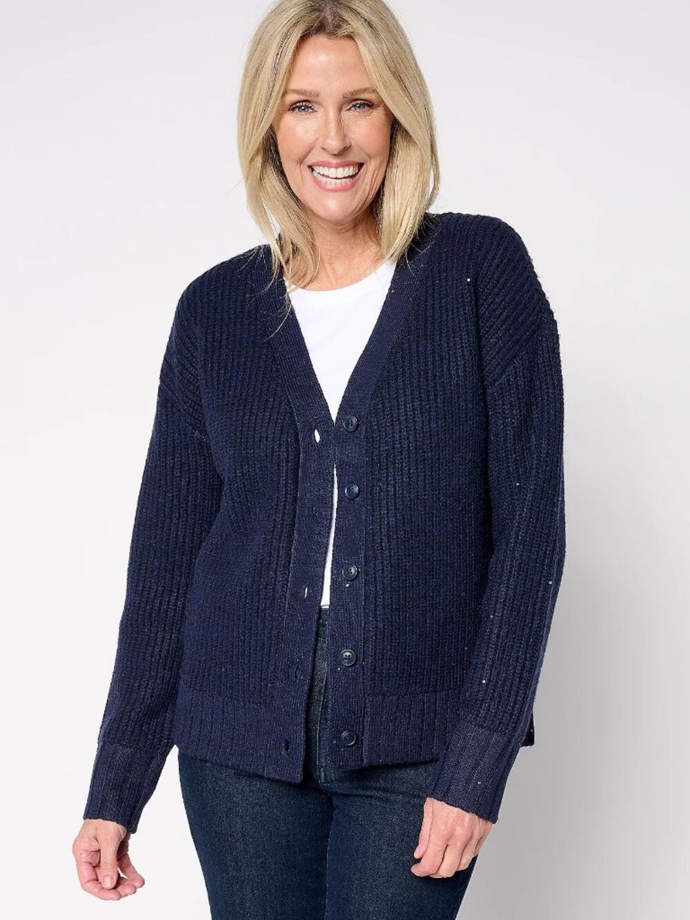 Studio Park x Amy Stran Button Front Sparklin' Cardigan, Sz XL a676778